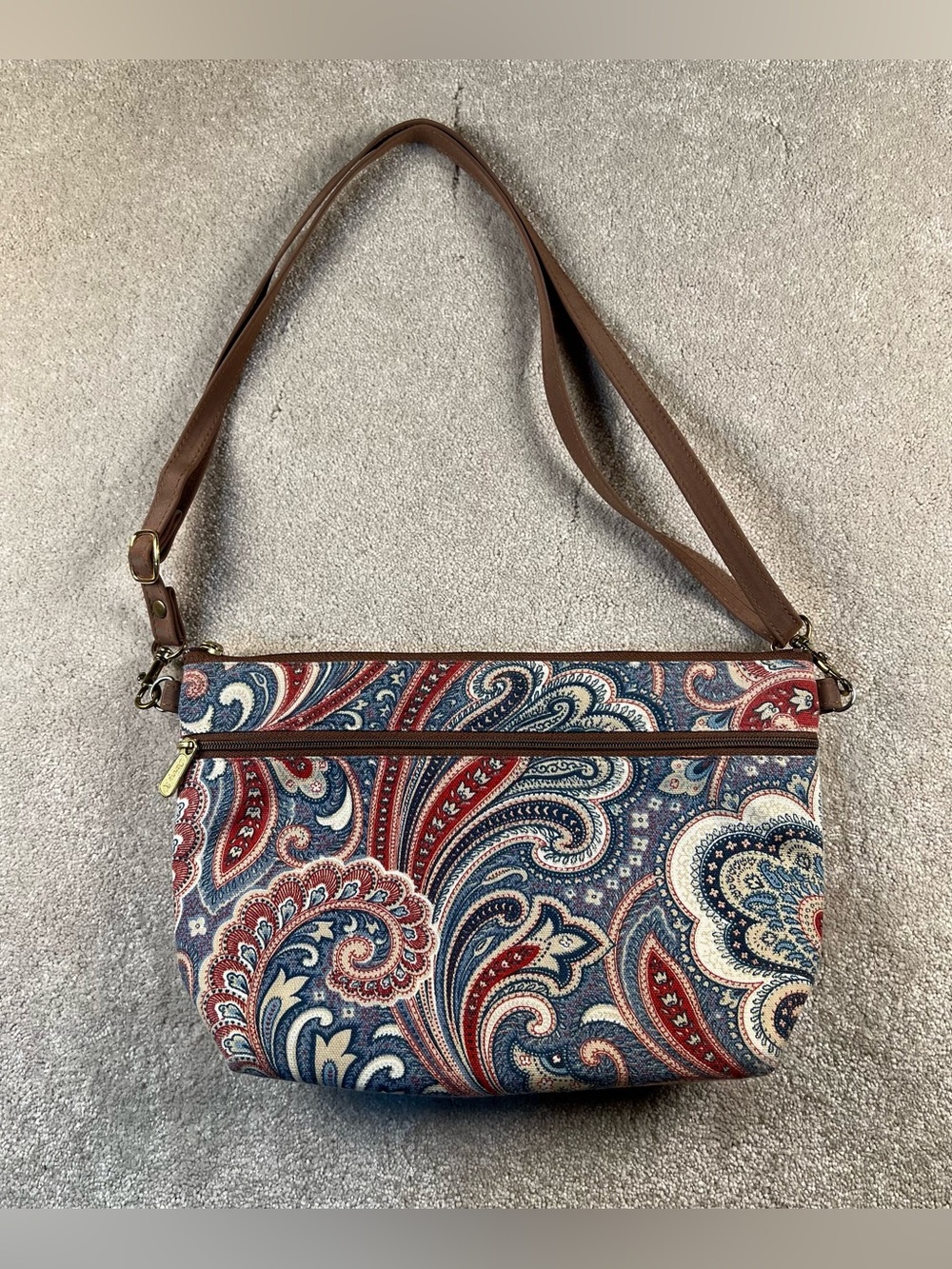Danny K Paisley Purse Blue Red Made In USA Cross Body Shoulder Bag